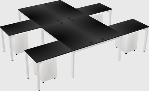 Shared l-shaped desk