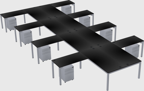 Shared l-shaped desk