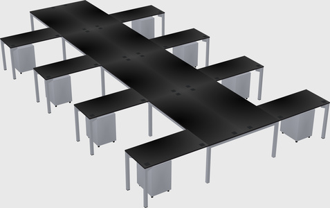 Shared l-shaped desk