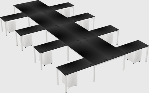 Shared l-shaped desk