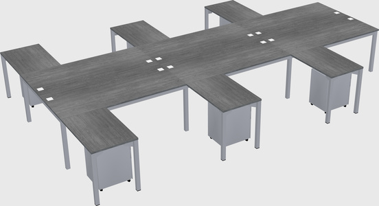 Shared l-shaped desk