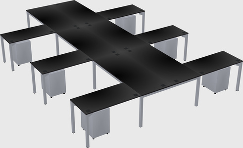 Shared l-shaped desk