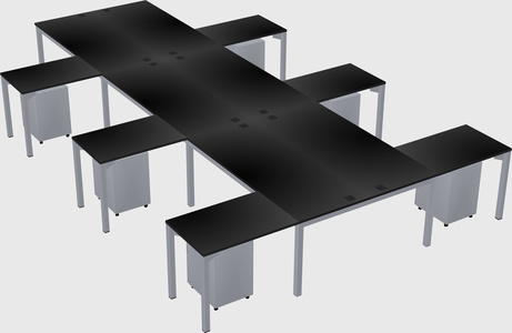Shared l-shaped desk
