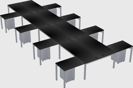 Shared l-shaped desk