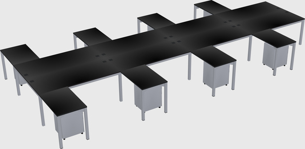 Shared l-shaped desk