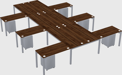 Shared l-shaped desk