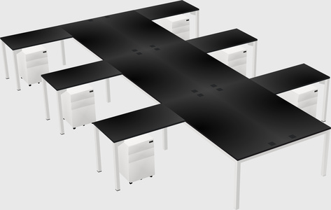 Shared l-shaped desk