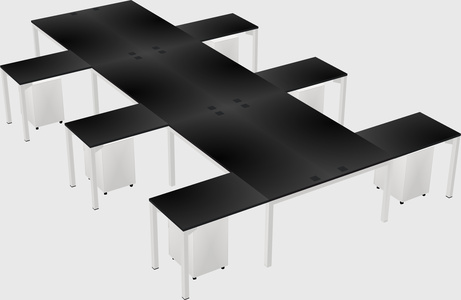 Shared l-shaped desk