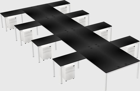 Shared l-shaped desk