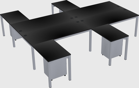 Shared l-shaped desk