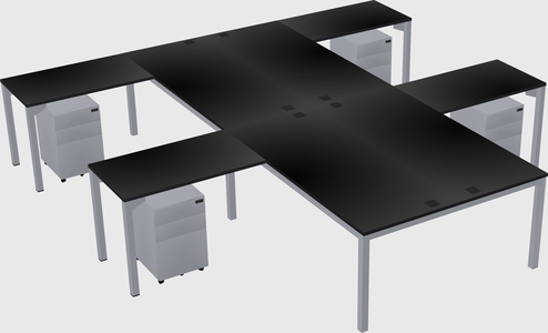 Shared l-shaped desk
