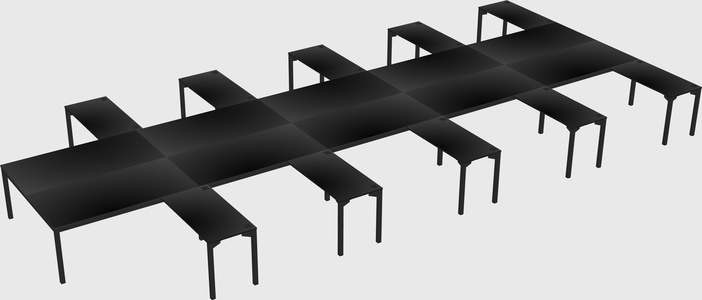Shared l-shaped desk