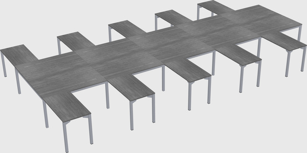 Shared l-shaped desk