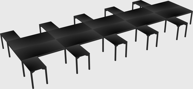 Shared l-shaped desk