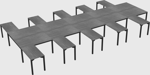Shared l-shaped desk