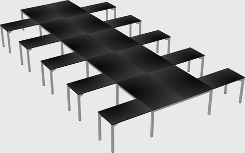 Shared l-shaped desk