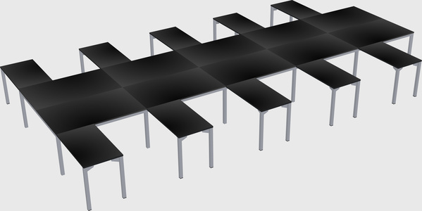 Shared l-shaped desk