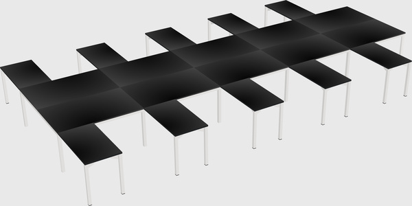 Shared l-shaped desk