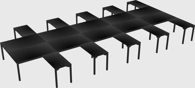 Shared l-shaped desk
