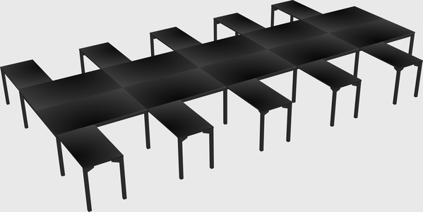 Shared l-shaped desk