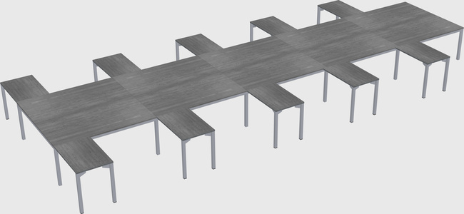 Shared l-shaped desk