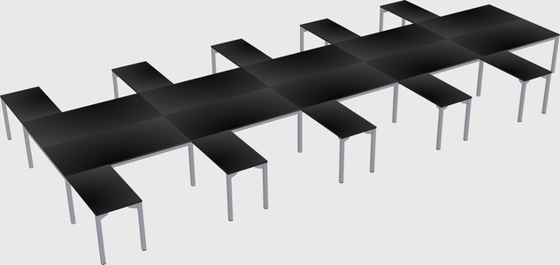 Shared l-shaped desk