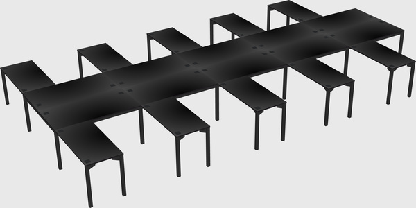 Shared l-shaped desk