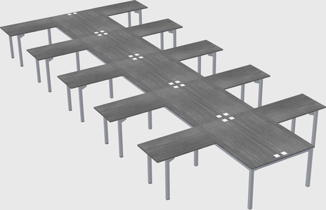 Shared l-shaped desk