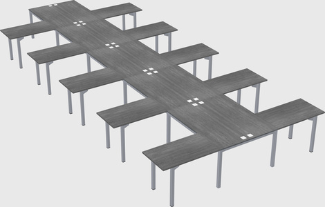 Shared l-shaped desk