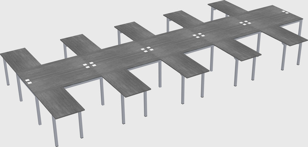 Shared l-shaped desk