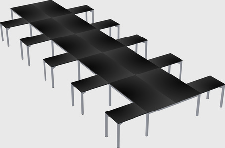 Shared l-shaped desk