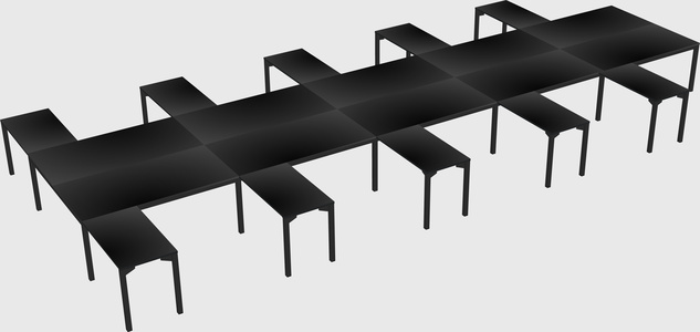 Shared l-shaped desk