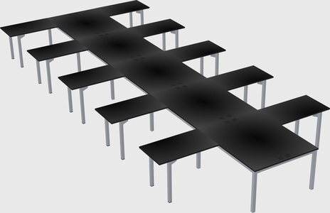 Shared l-shaped desk