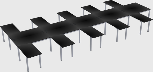Shared l-shaped desk