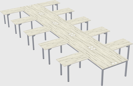 Shared l-shaped desk