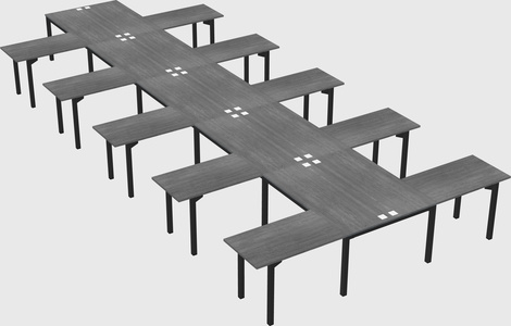 Shared l-shaped desk