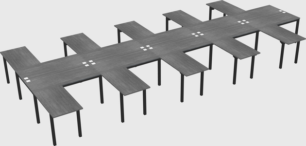 Shared l-shaped desk
