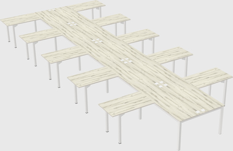 Shared l-shaped desk
