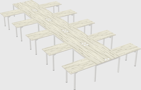 Shared l-shaped desk