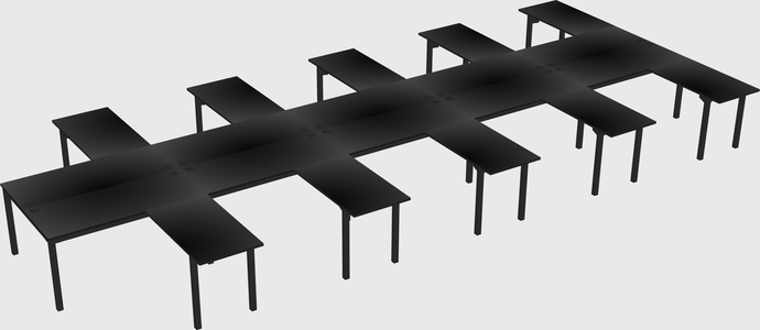 Shared l-shaped desk