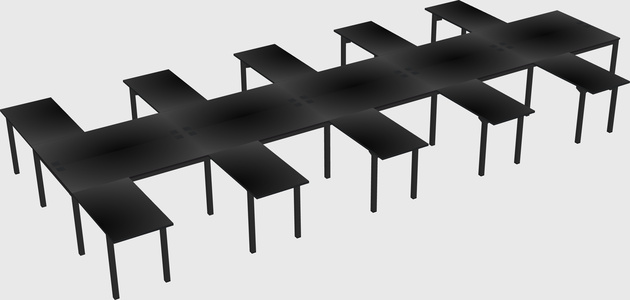 Shared l-shaped desk