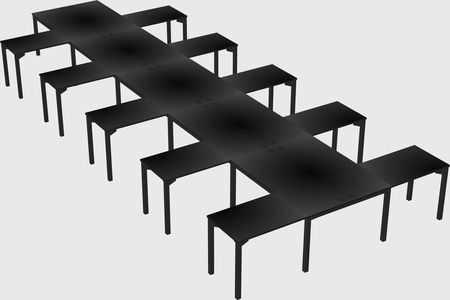 Shared l-shaped desk