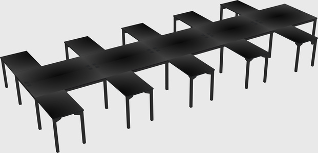 Shared l-shaped desk