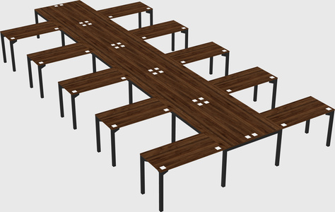Shared l-shaped desk