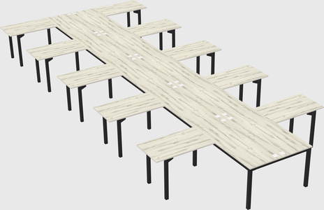 Shared l-shaped desk