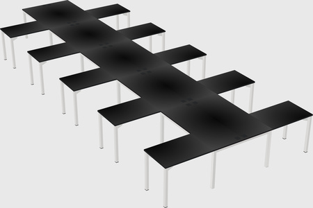 Shared l-shaped desk