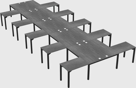 Shared l-shaped desk