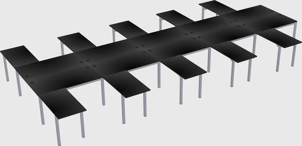 Shared l-shaped desk