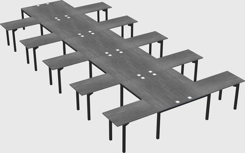 Shared l-shaped desk