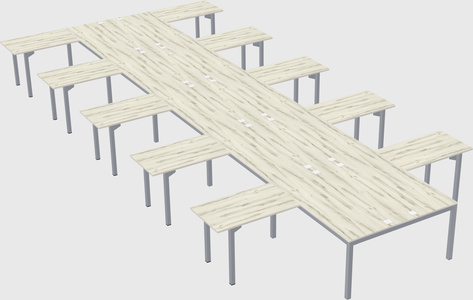 Shared l-shaped desk